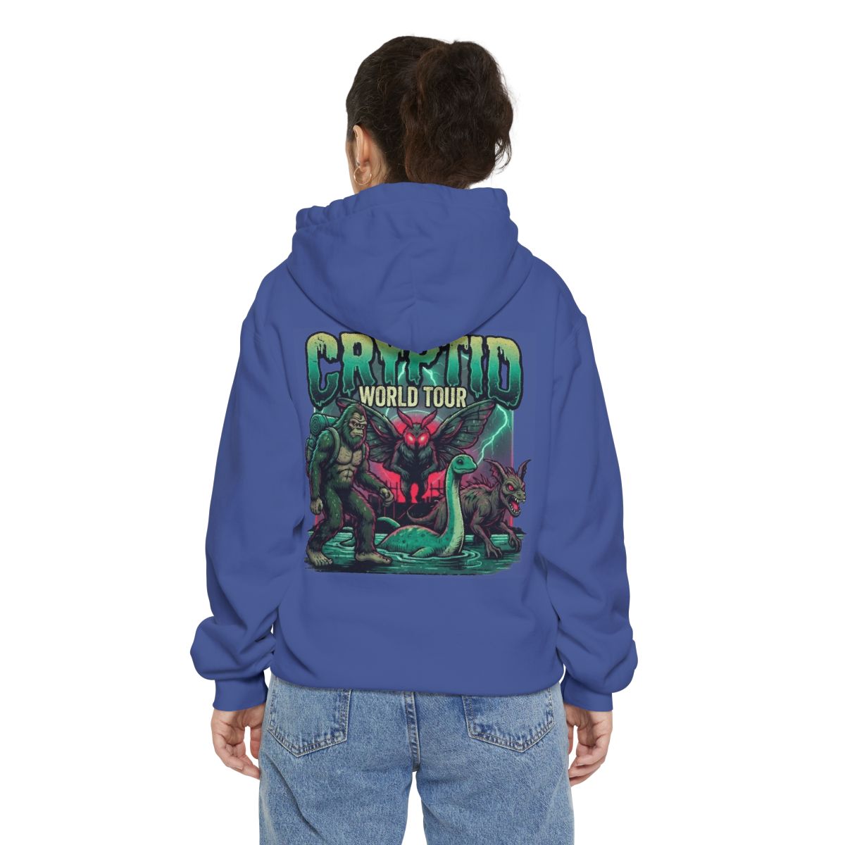 Color: Flo Blue | Puzizia (Global-Cryptid Mashup) Cryptid World Tour Garment-Dyed Hoodie