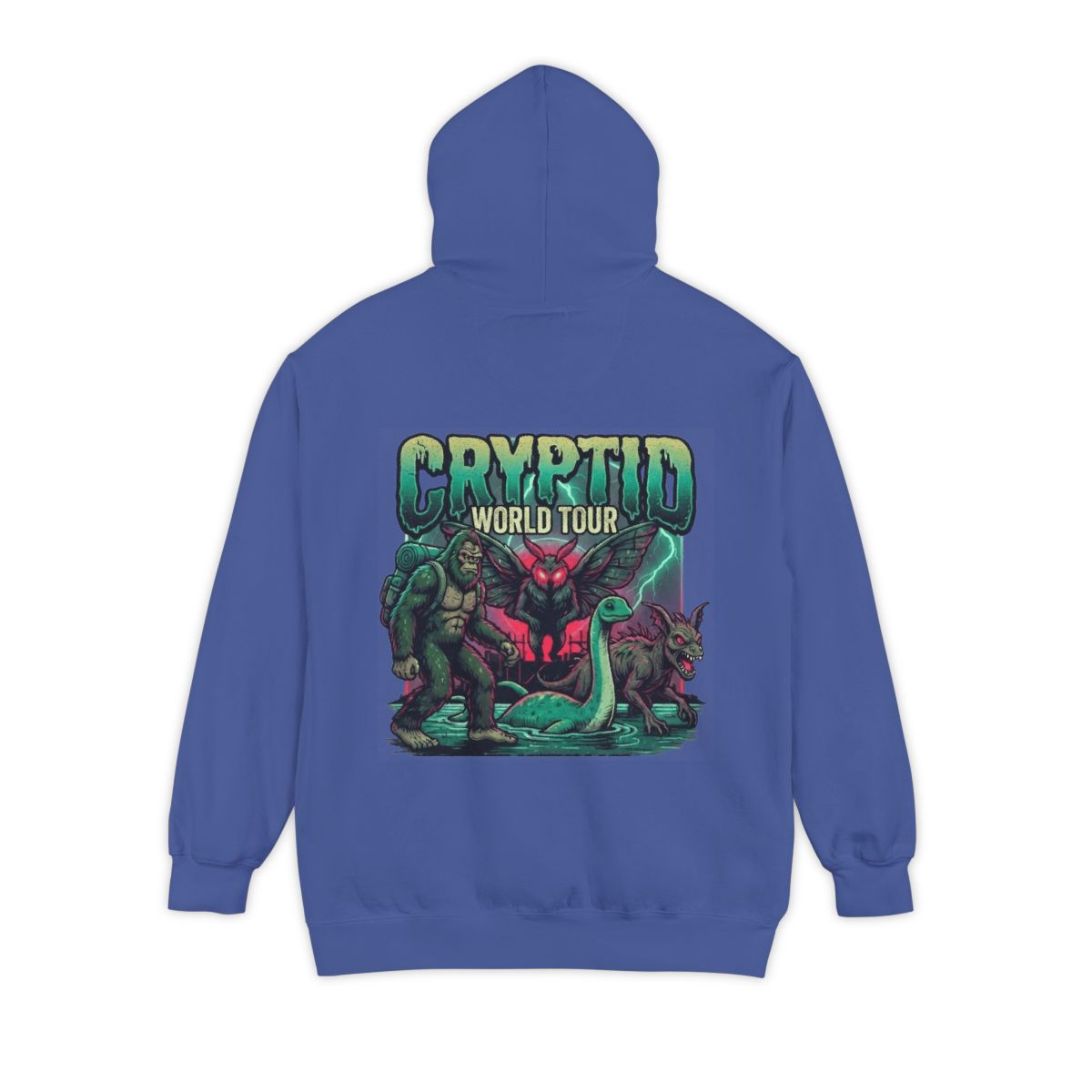 Color: Flo Blue | Puzizia (Global-Cryptid Mashup) Cryptid World Tour Garment-Dyed Hoodie