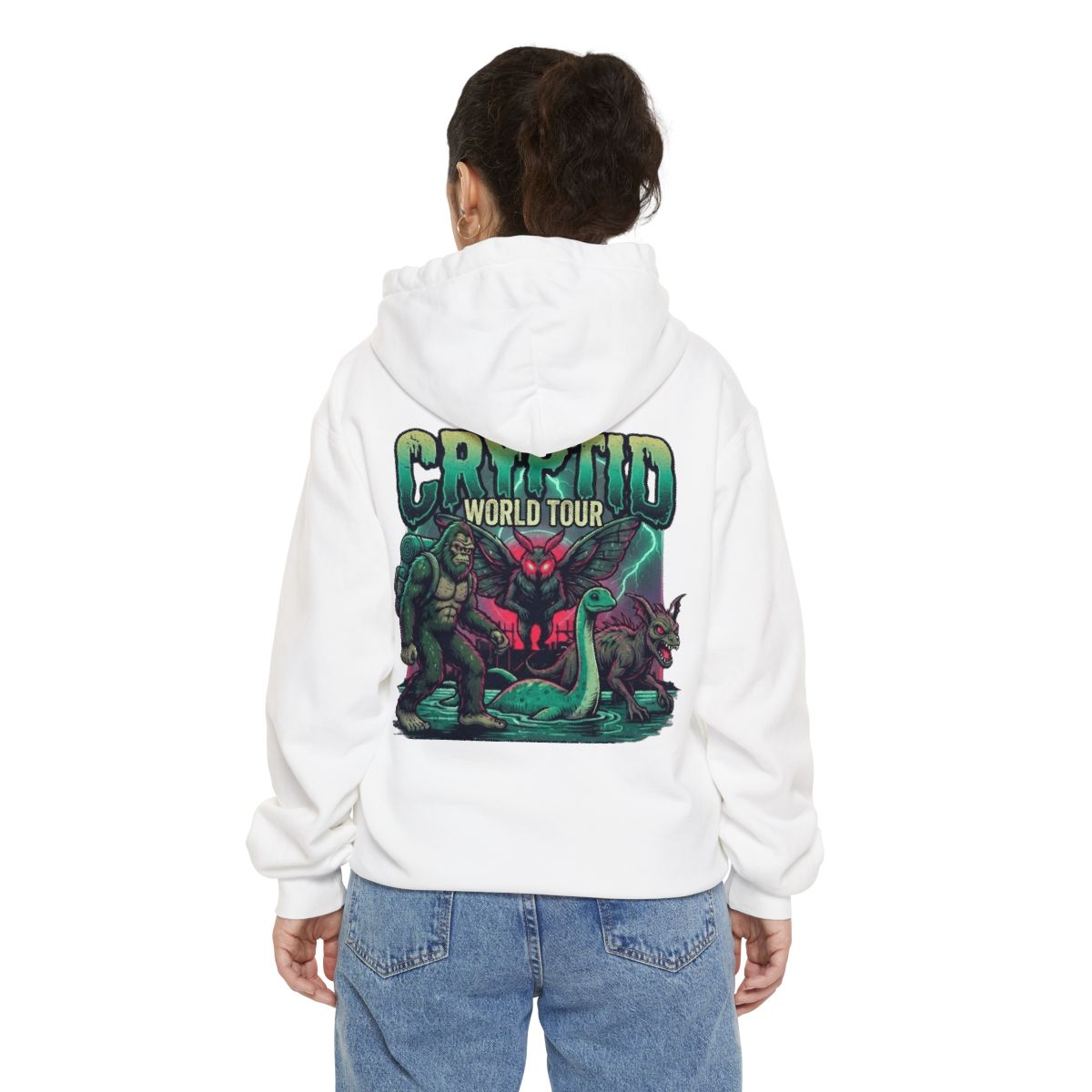 Color: White | Puzizia (Global-Cryptid Mashup) Cryptid World Tour Garment-Dyed Hoodie