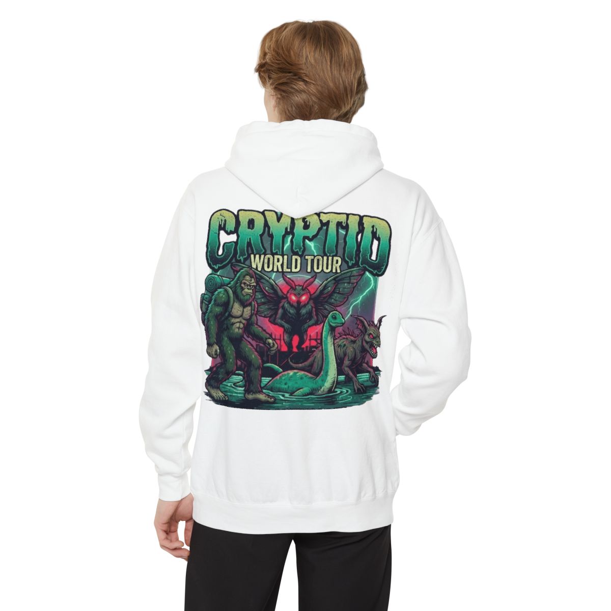Color: White | Puzizia (Global-Cryptid Mashup) Cryptid World Tour Garment-Dyed Hoodie