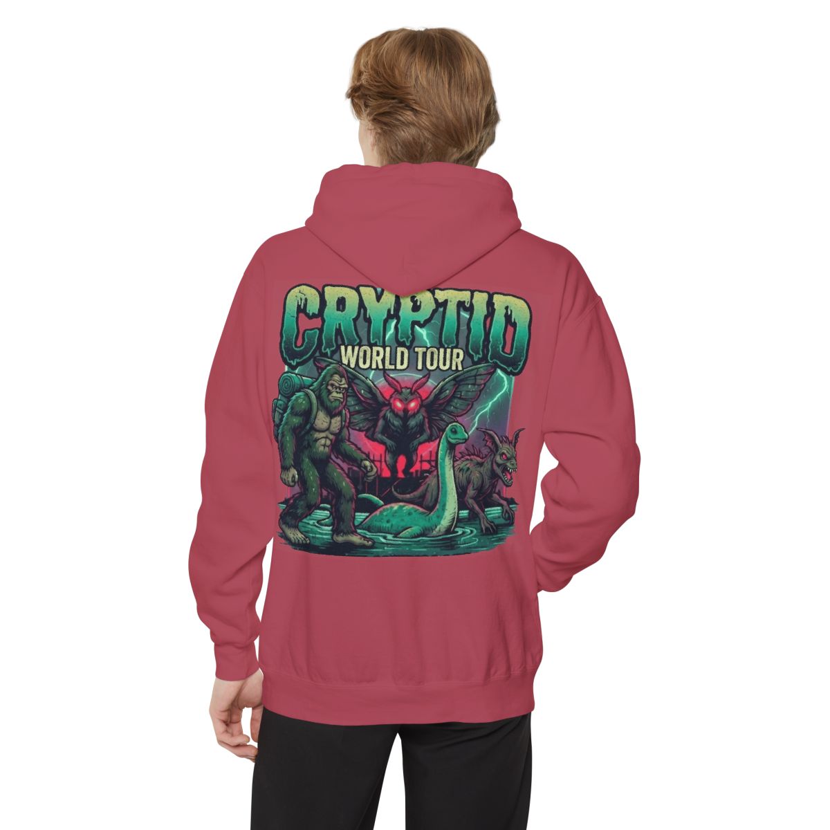 Color: Crimson | Puzizia (Global-Cryptid Mashup) Cryptid World Tour Garment-Dyed Hoodie
