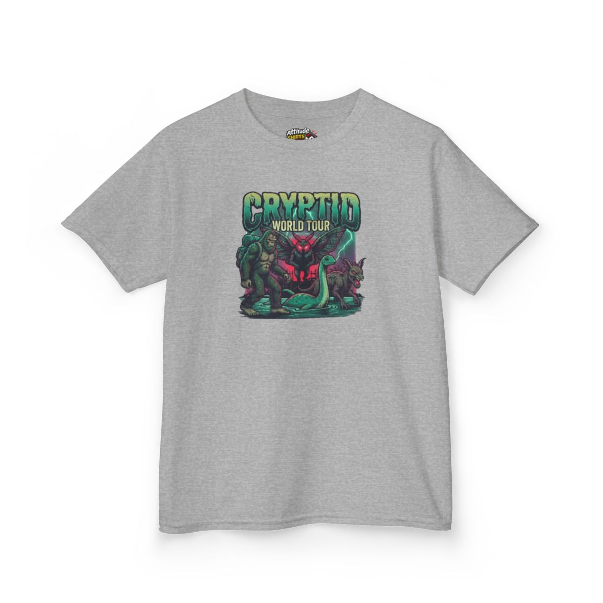 Color: Sport Grey | Puzizia (Global-Cryptid Mashup) Cryptid World Tour Kids Tee
