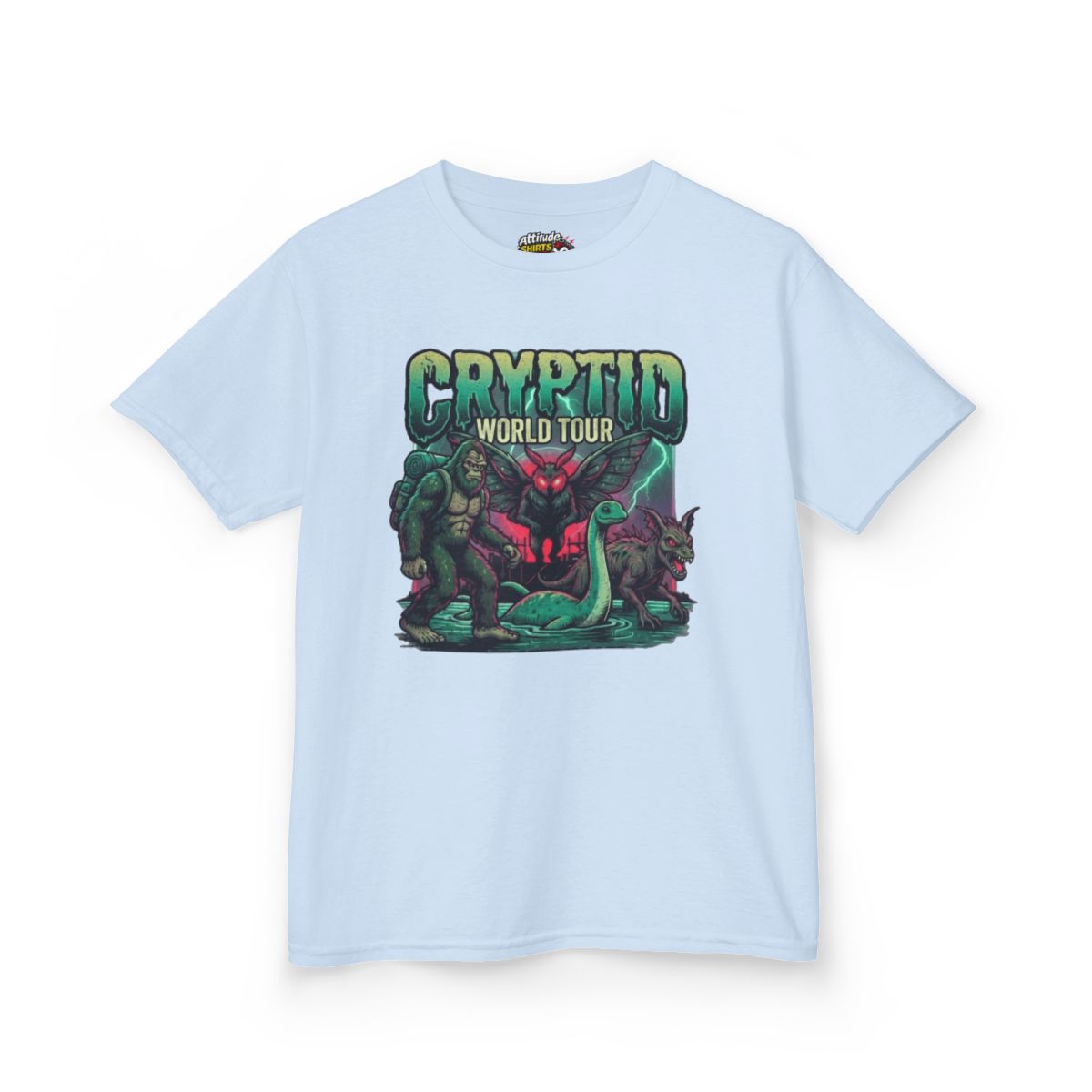 Color: Light Blue | Puzizia (Global-Cryptid Mashup) Cryptid World Tour Kids Tee