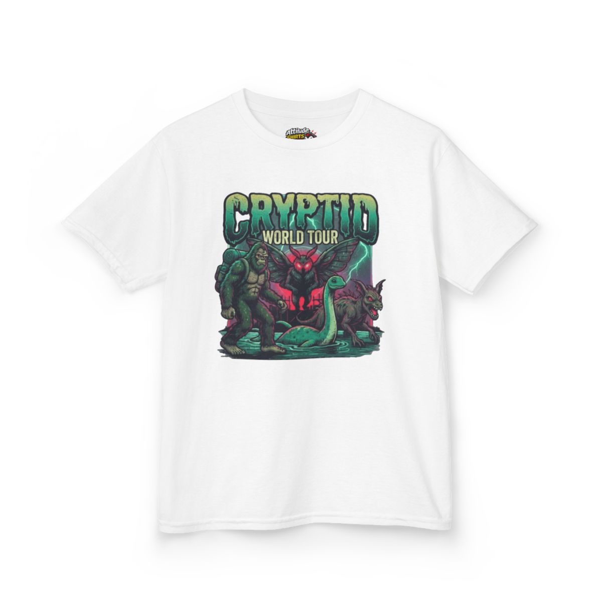 Color: White | Puzizia (Global-Cryptid Mashup) Cryptid World Tour Kids Tee