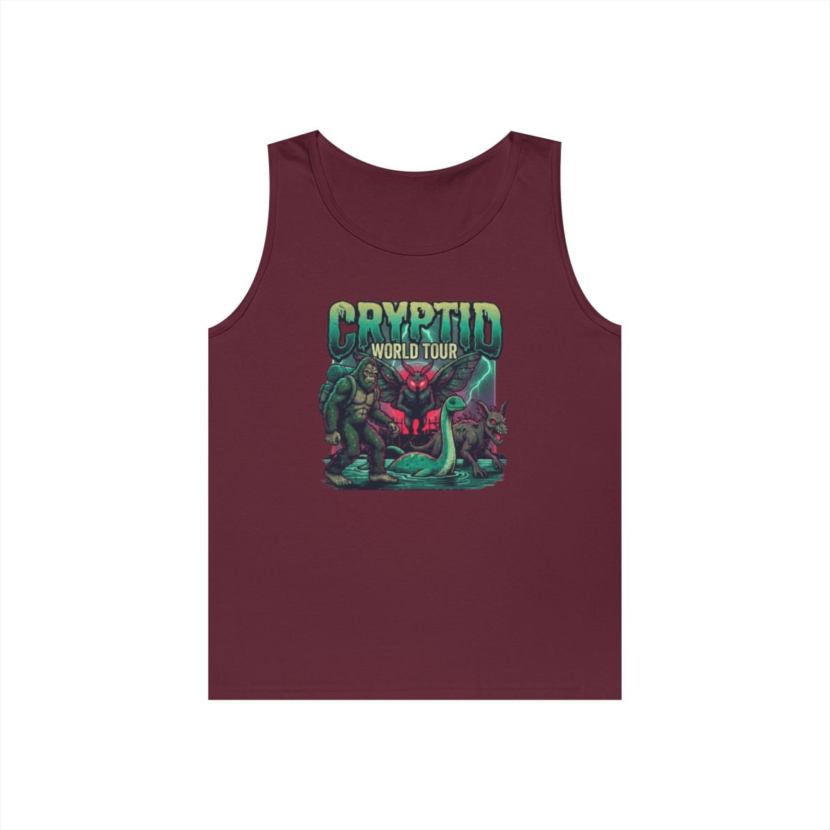 Color: Maroon | Puzizia (Global-Cryptid Mashup) Cryptid World Tour Tank Top
