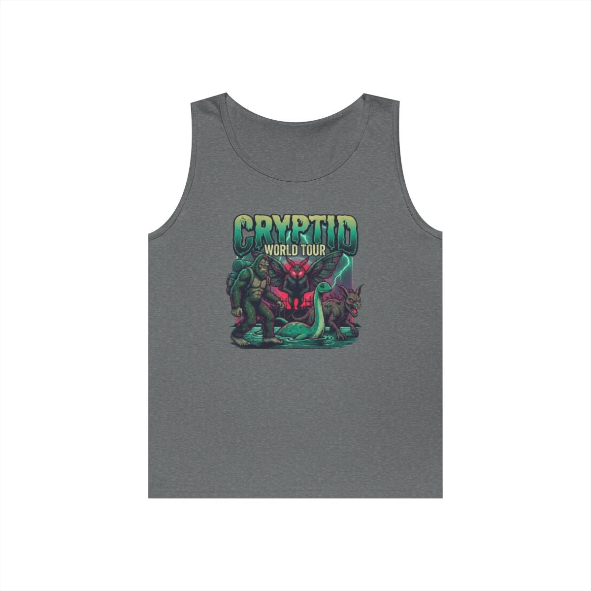 Color: Graphite Heather | Puzizia (Global-Cryptid Mashup) Cryptid World Tour Tank Top