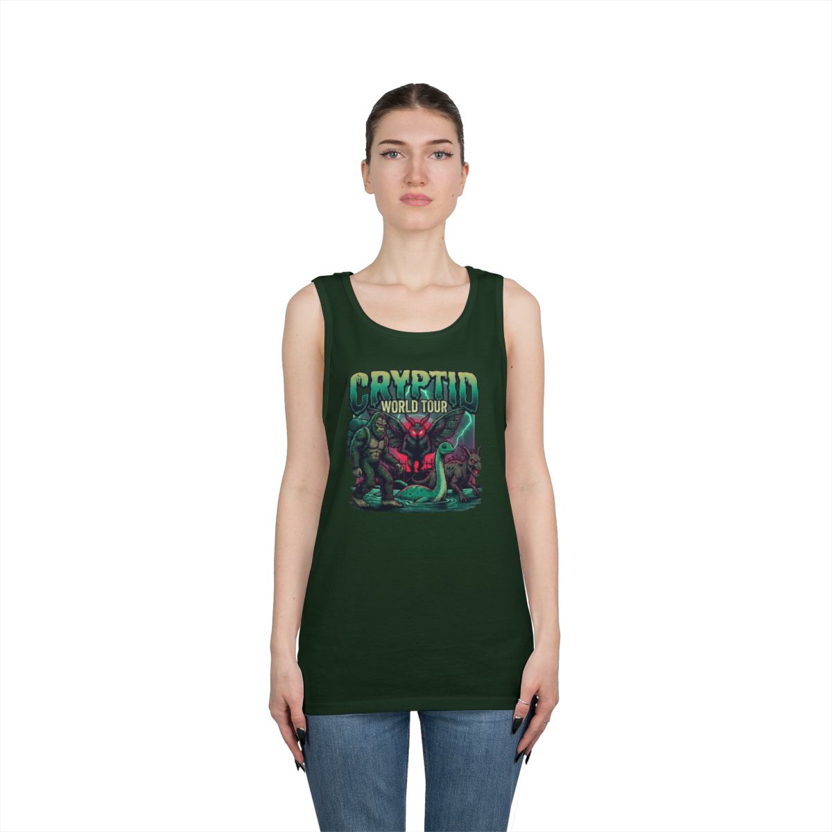 Color: Forest Green | Puzizia (Global-Cryptid Mashup) Cryptid World Tour Tank Top