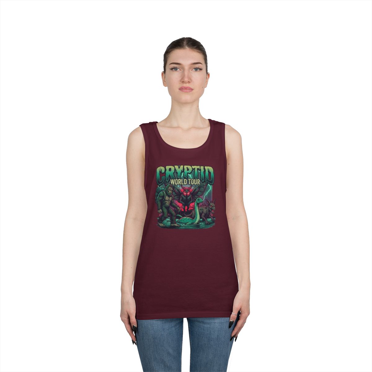 Color: Maroon | Puzizia (Global-Cryptid Mashup) Cryptid World Tour Tank Top