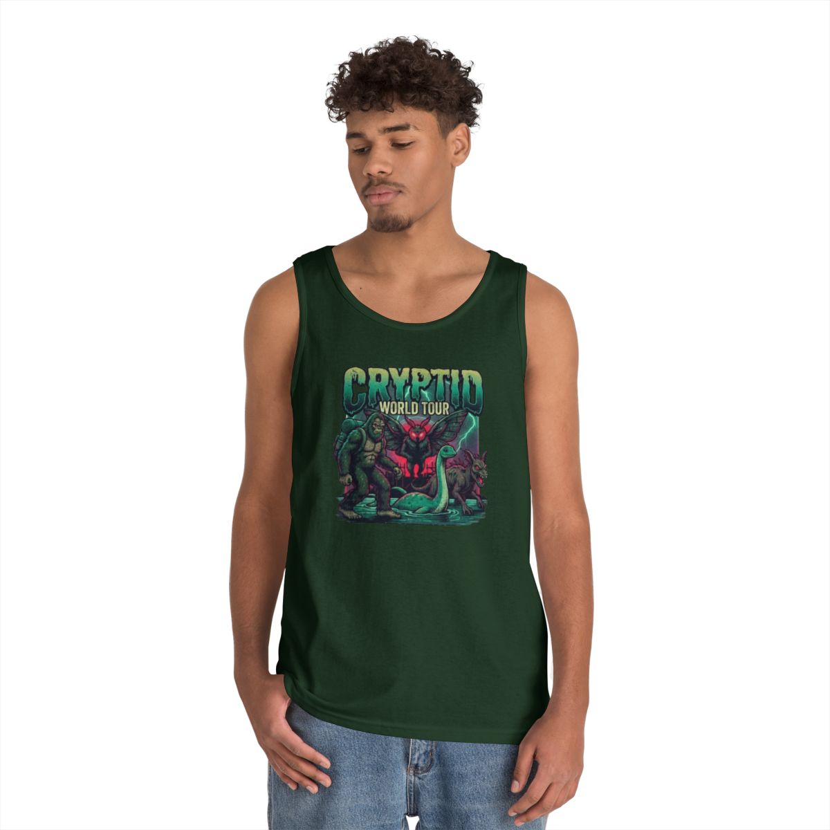 Color: Forest Green | Puzizia (Global-Cryptid Mashup) Cryptid World Tour Tank Top