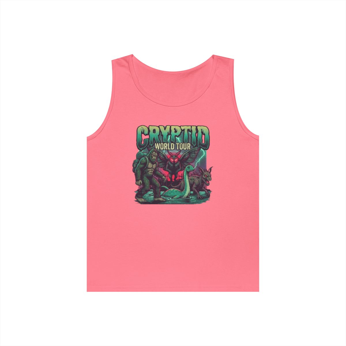 Color: Safety Pink | Puzizia (Global-Cryptid Mashup) Cryptid World Tour Tank Top