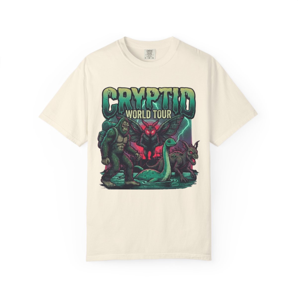 Color: Ivory | Puzizia (Global-Cryptid Mashup) Cryptid World Tour Unisex Garment-Dyed Tee