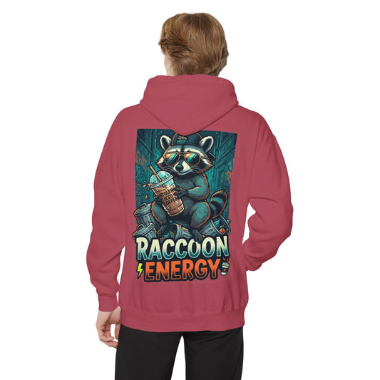 Color: Crimson | Raccoon Energy Garment-Dyed Hoodie