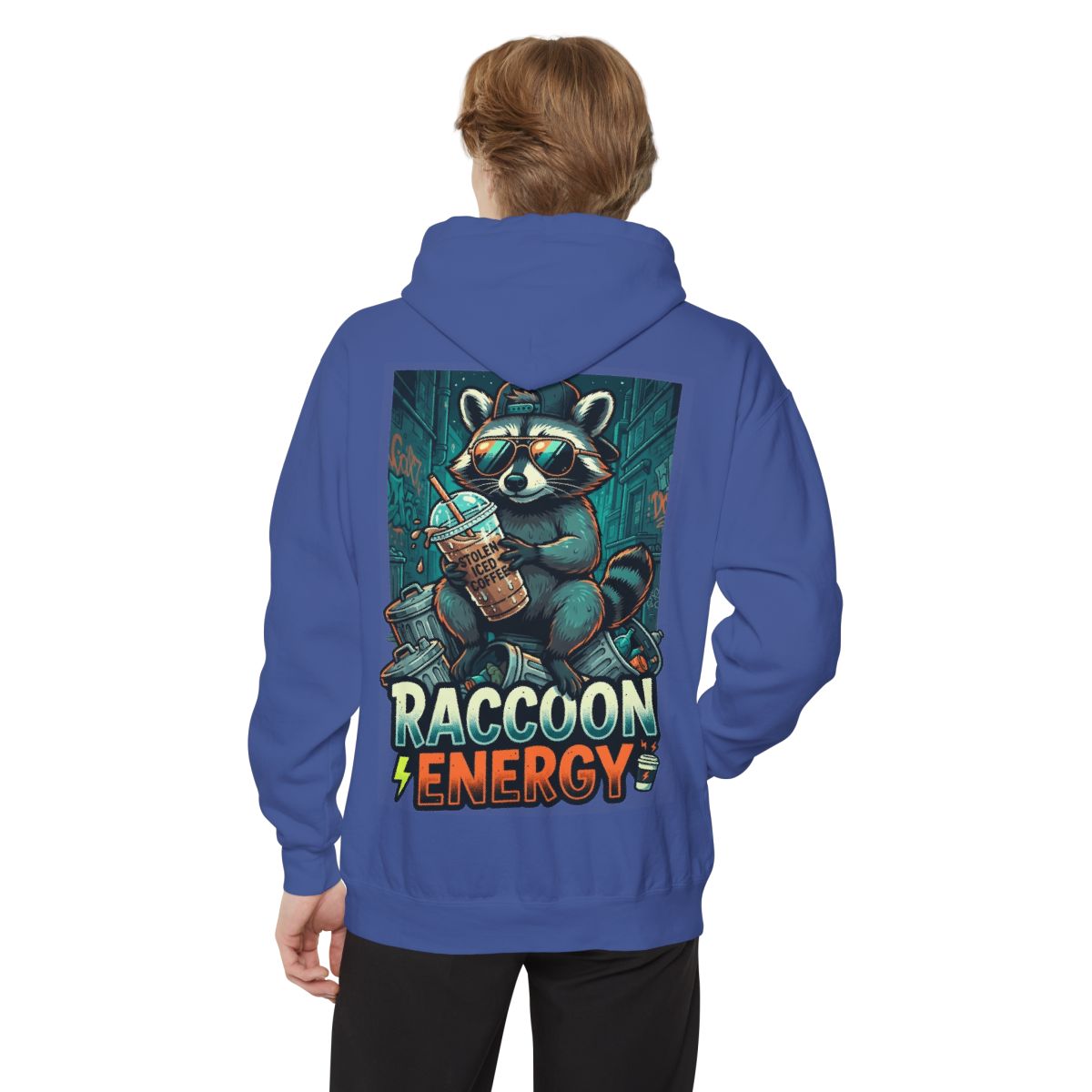 Color: Flo Blue | Raccoon Energy Garment-Dyed Hoodie