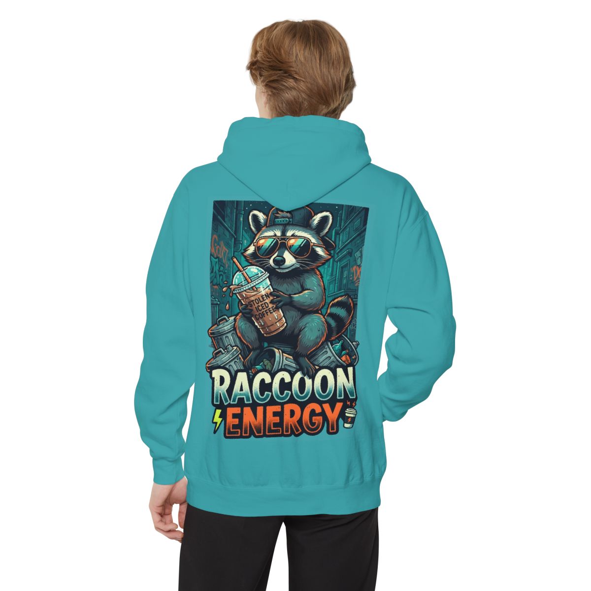 Color: Seafoam | Raccoon Energy Garment-Dyed Hoodie