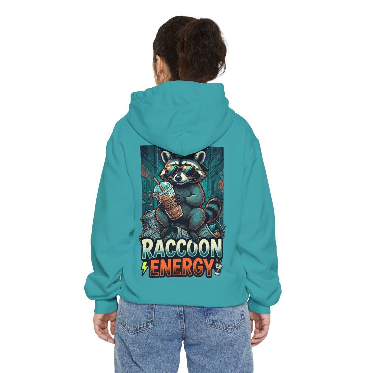 Color: Seafoam | Raccoon Energy Garment-Dyed Hoodie
