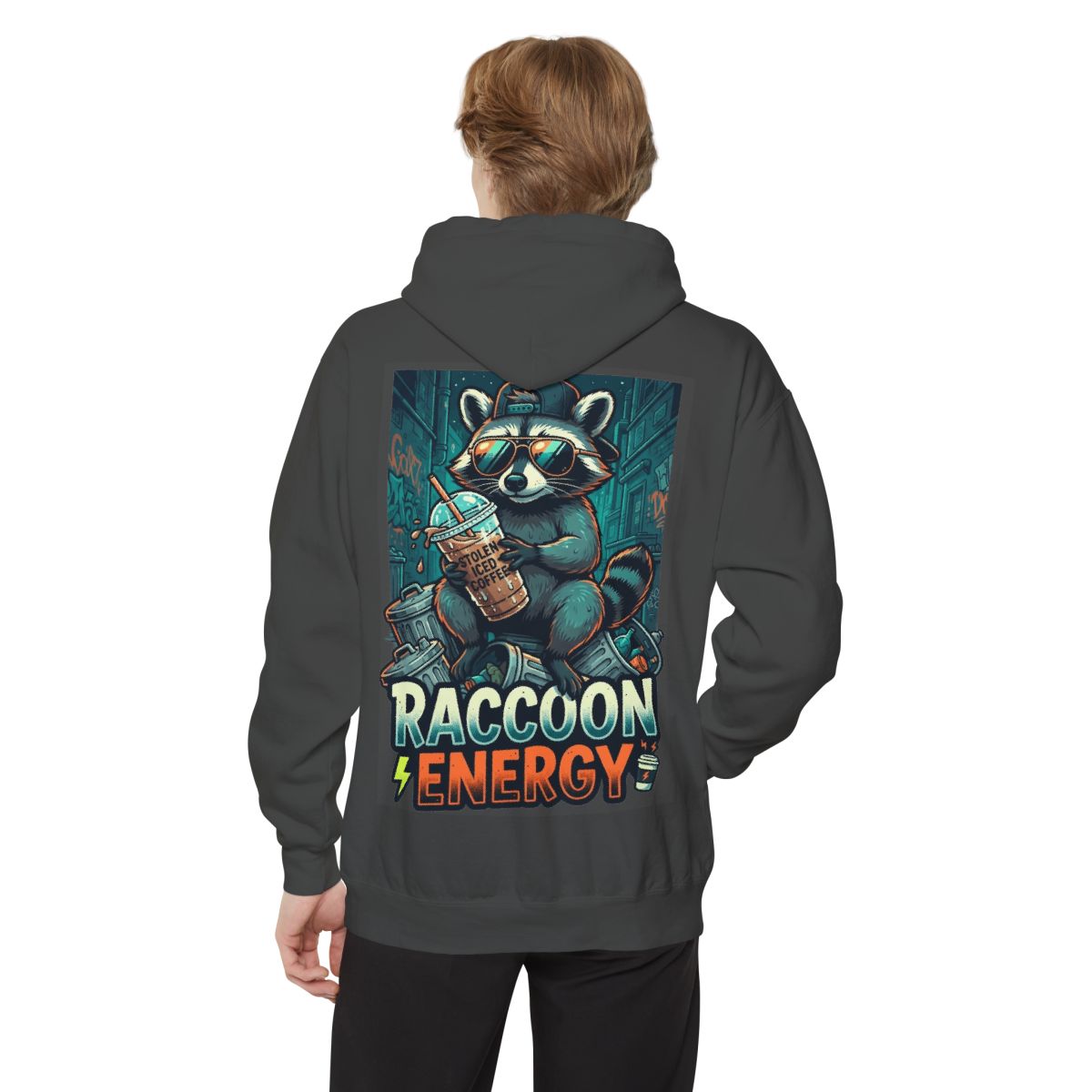 Color: Pepper | Raccoon Energy Garment-Dyed Hoodie