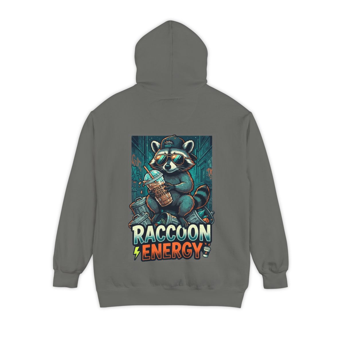 Color: Grey | Raccoon Energy Garment-Dyed Hoodie