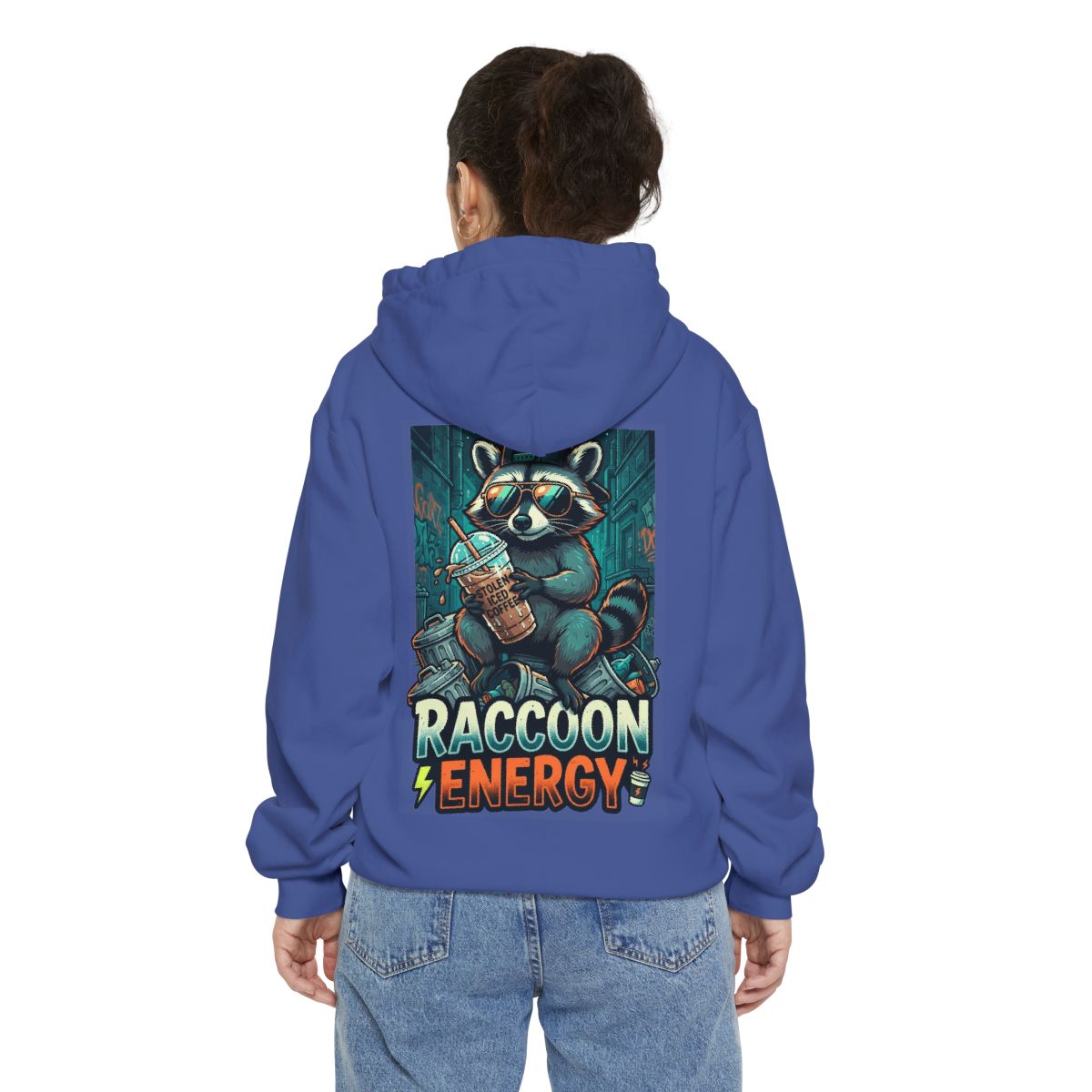 Color: Flo Blue | Raccoon Energy Garment-Dyed Hoodie
