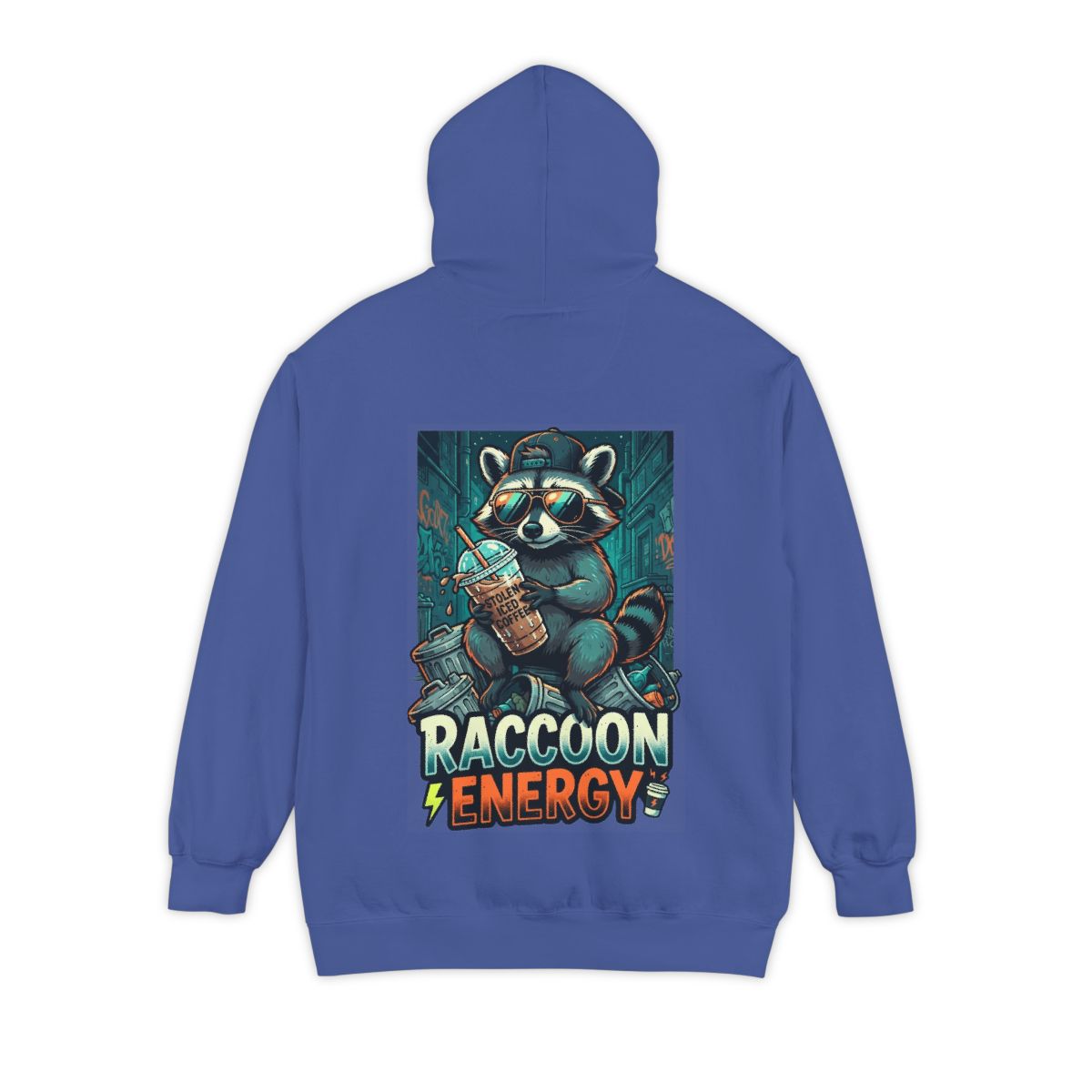 Color: Flo Blue | Raccoon Energy Garment-Dyed Hoodie