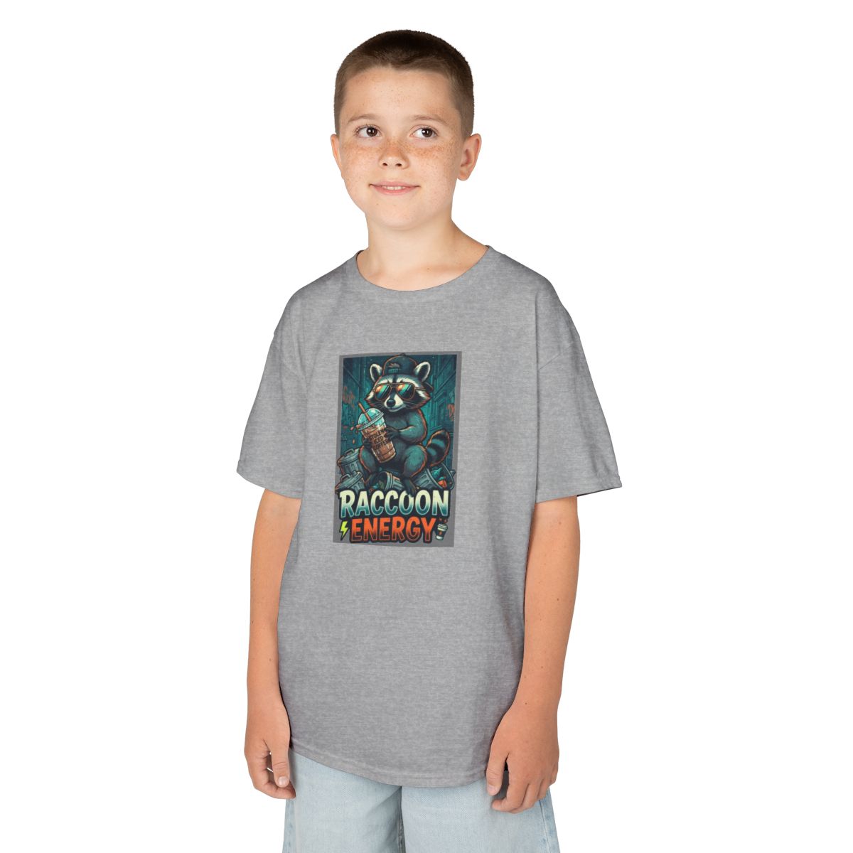 Color: Sport Grey | Raccoon Energy Kids Tee