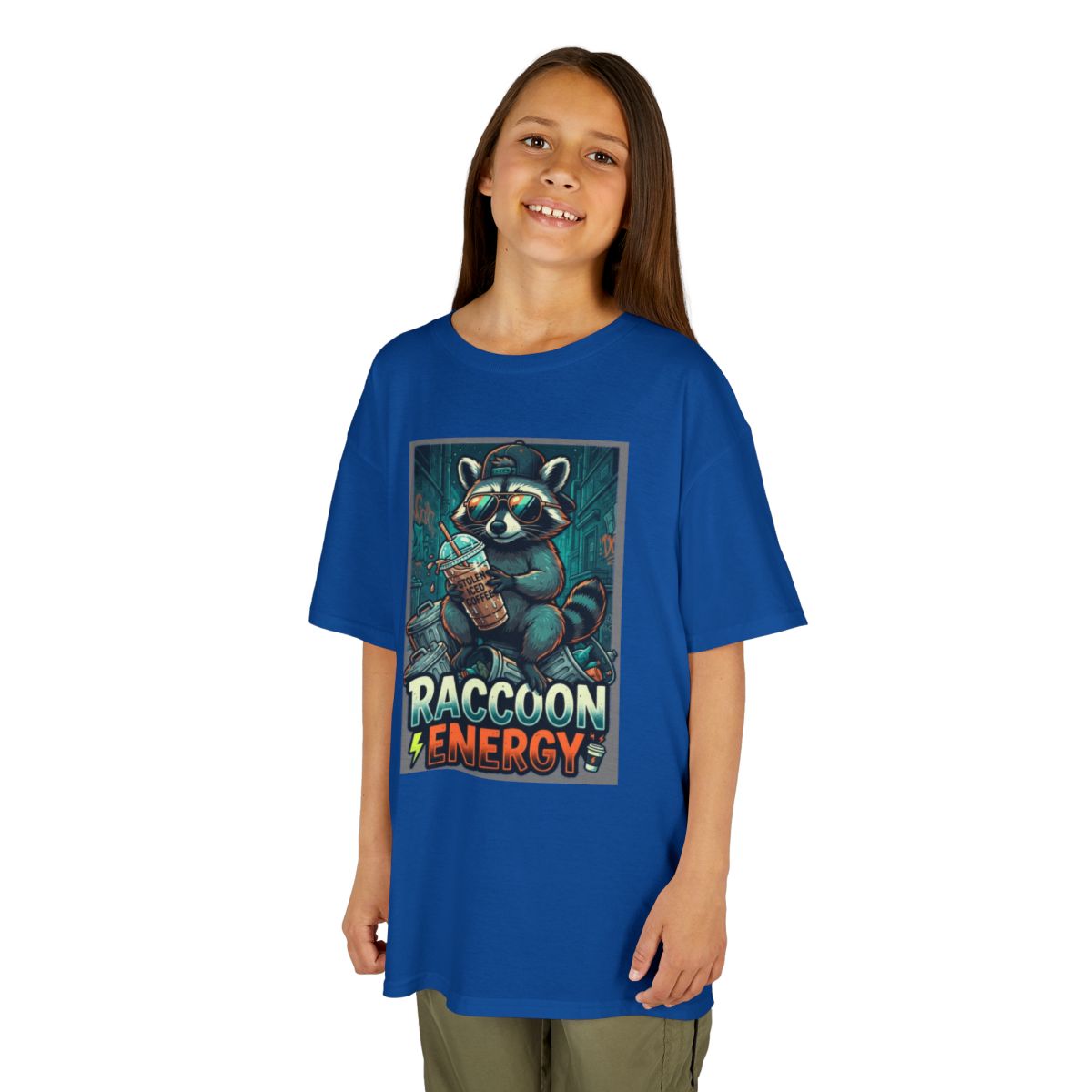 Color: Royal | Raccoon Energy Kids Tee