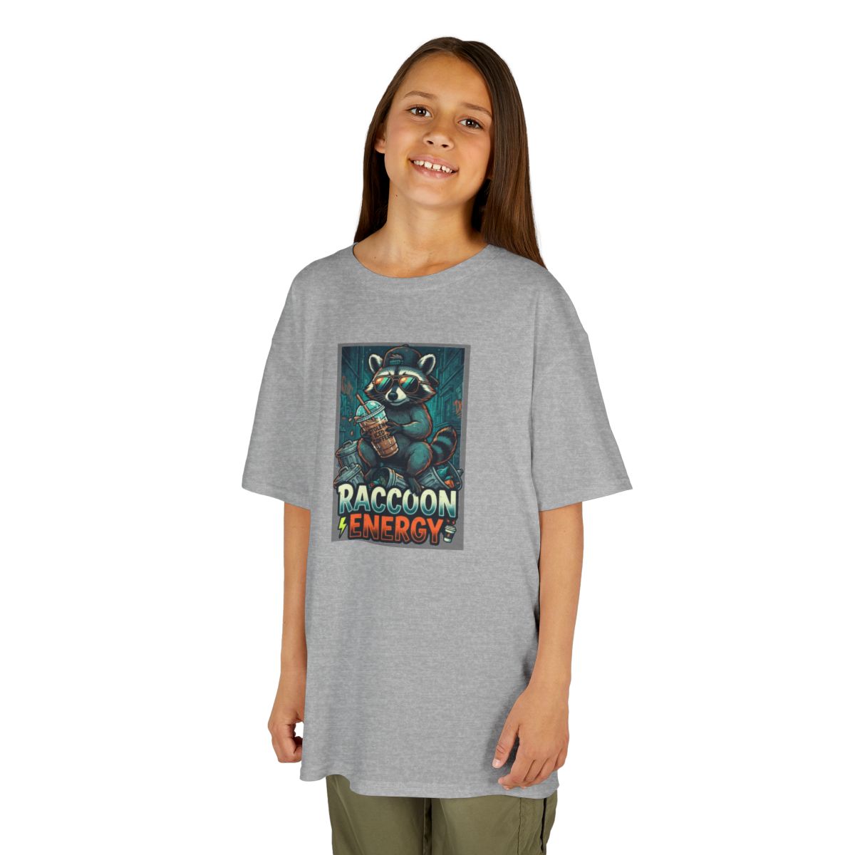 Color: Sport Grey | Raccoon Energy Kids Tee