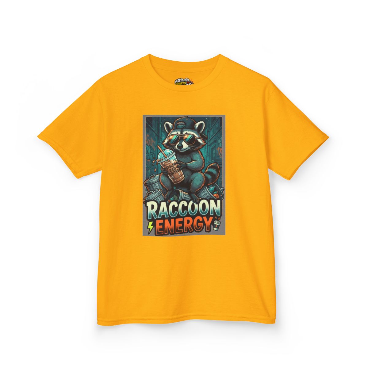 Color: Gold | Raccoon Energy Kids Tee