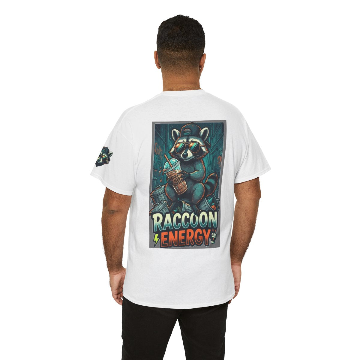 Color: White | Raccoon Energy Premium Graphic Tee