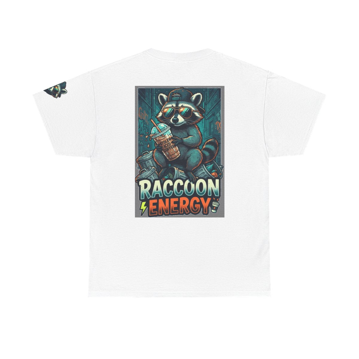 Color: White | Raccoon Energy Premium Graphic Tee