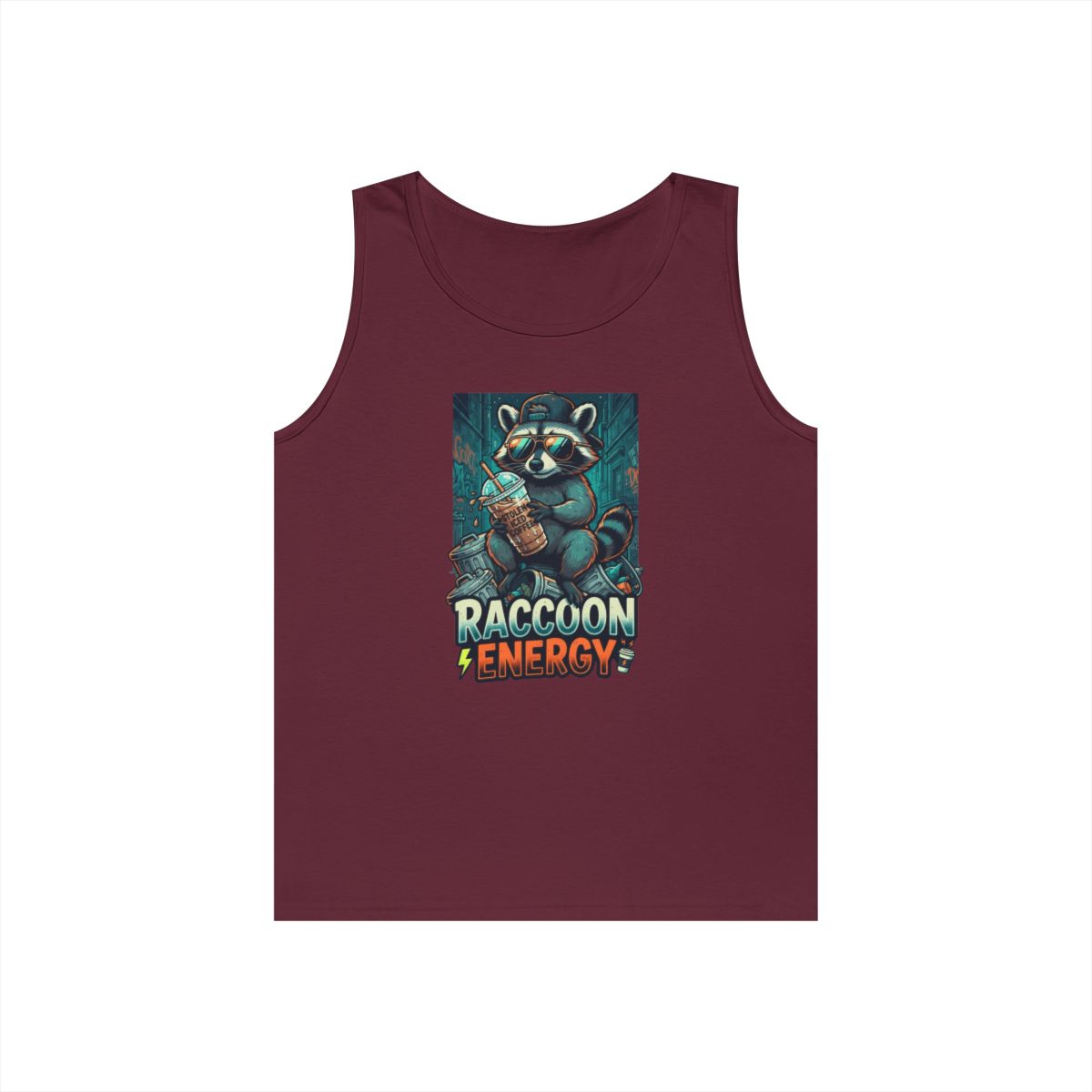 Color: Maroon | Raccoon Energy Tank Top