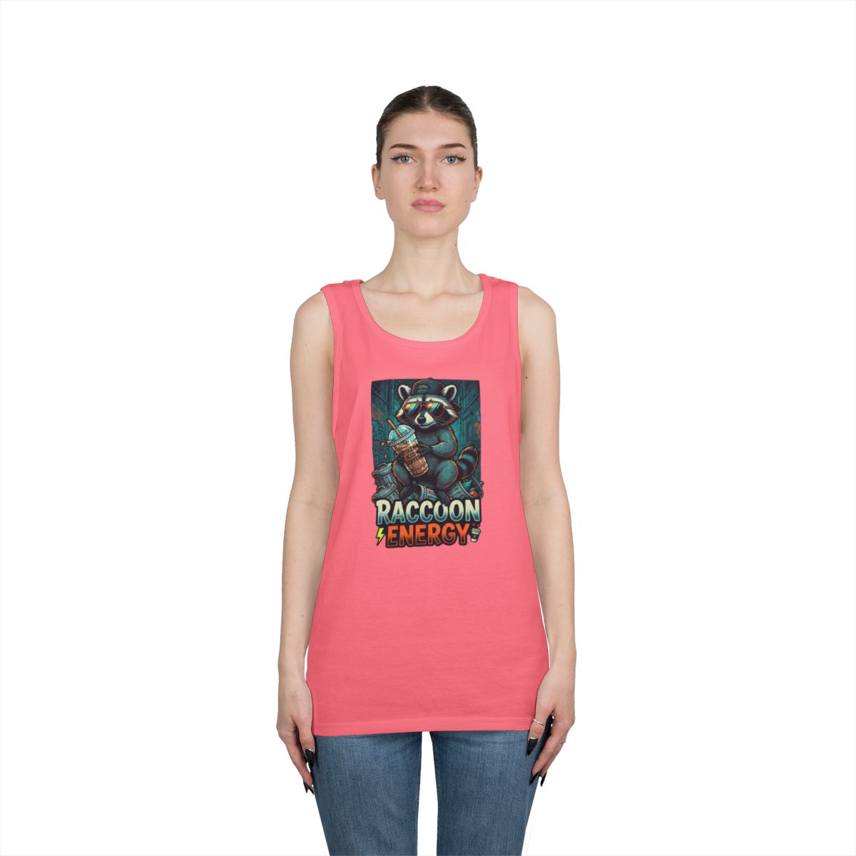 Color: Safety Pink | Raccoon Energy Tank Top