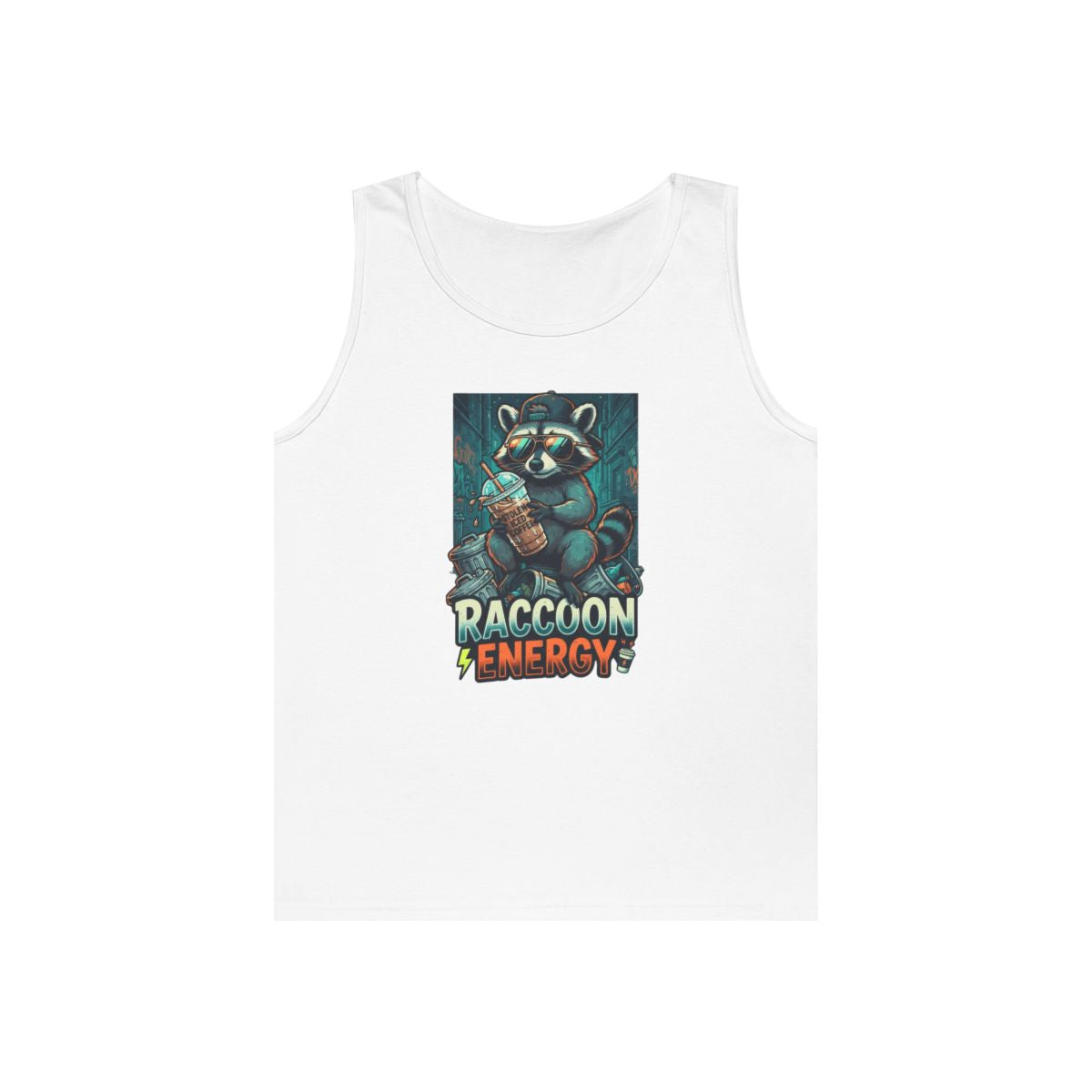 Color: White | Raccoon Energy Tank Top