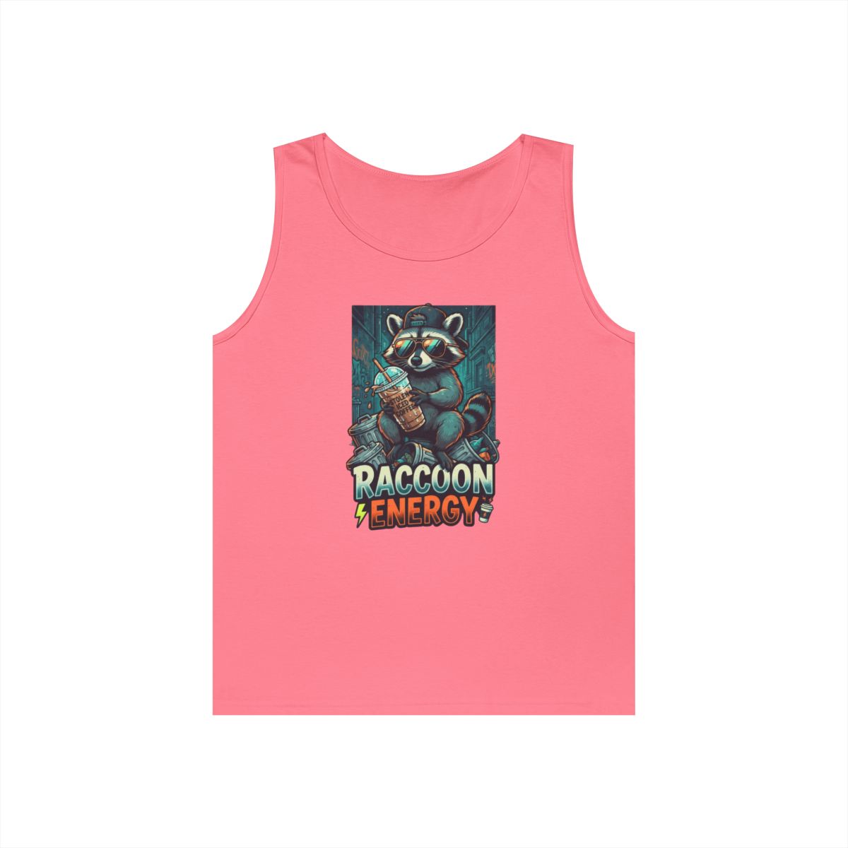 Color: Safety Pink | Raccoon Energy Tank Top