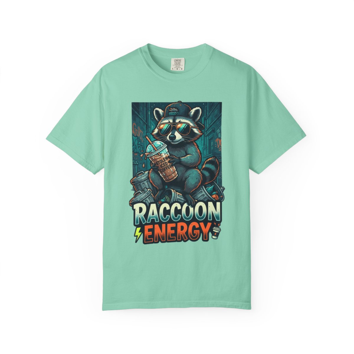 Color: Island Reef | Raccoon Energy Unisex Garment-Dyed Tee