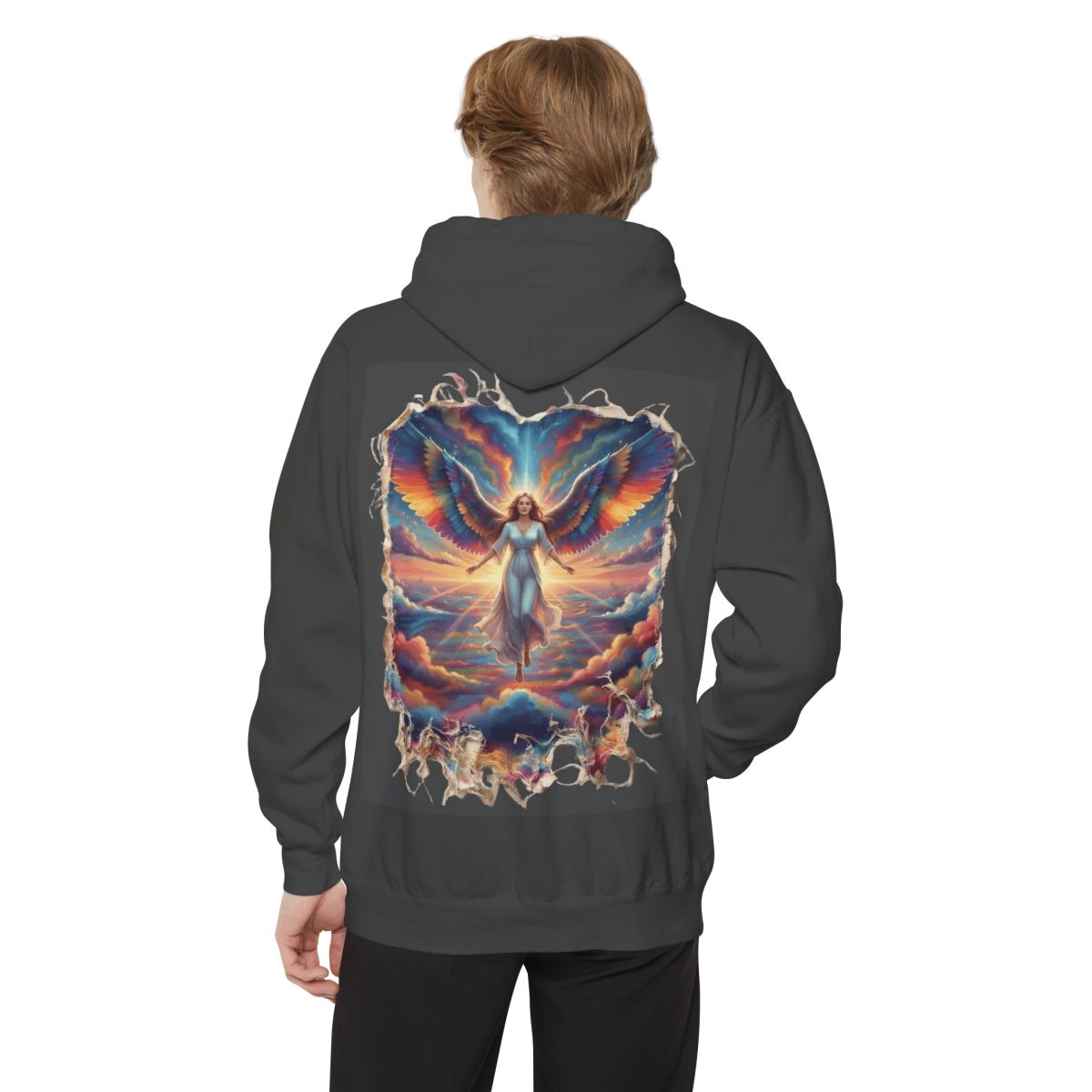 Color: Pepper | Rainbow Angel Garment-Dyed Hoodie