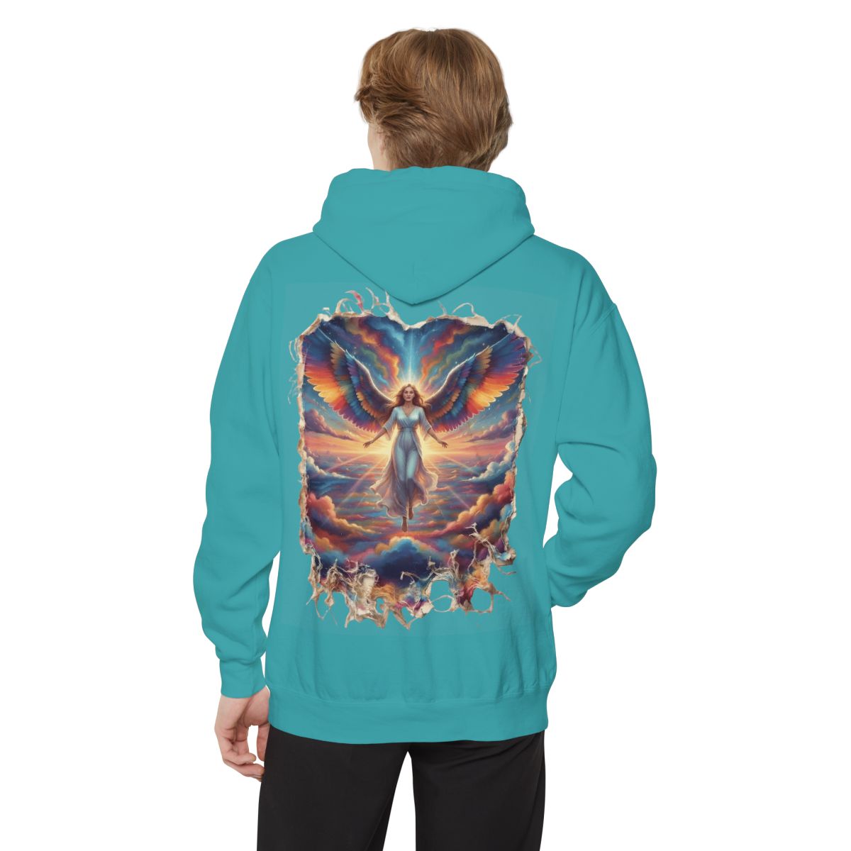 Color: Seafoam | Rainbow Angel Garment-Dyed Hoodie