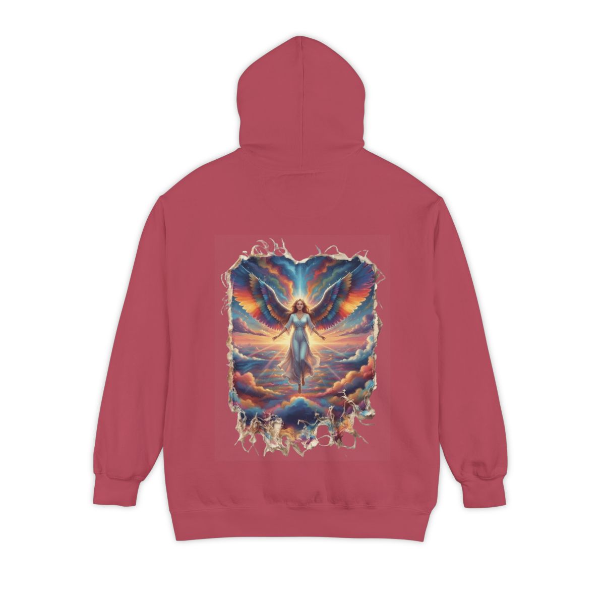 Color: Crimson | Rainbow Angel Garment-Dyed Hoodie