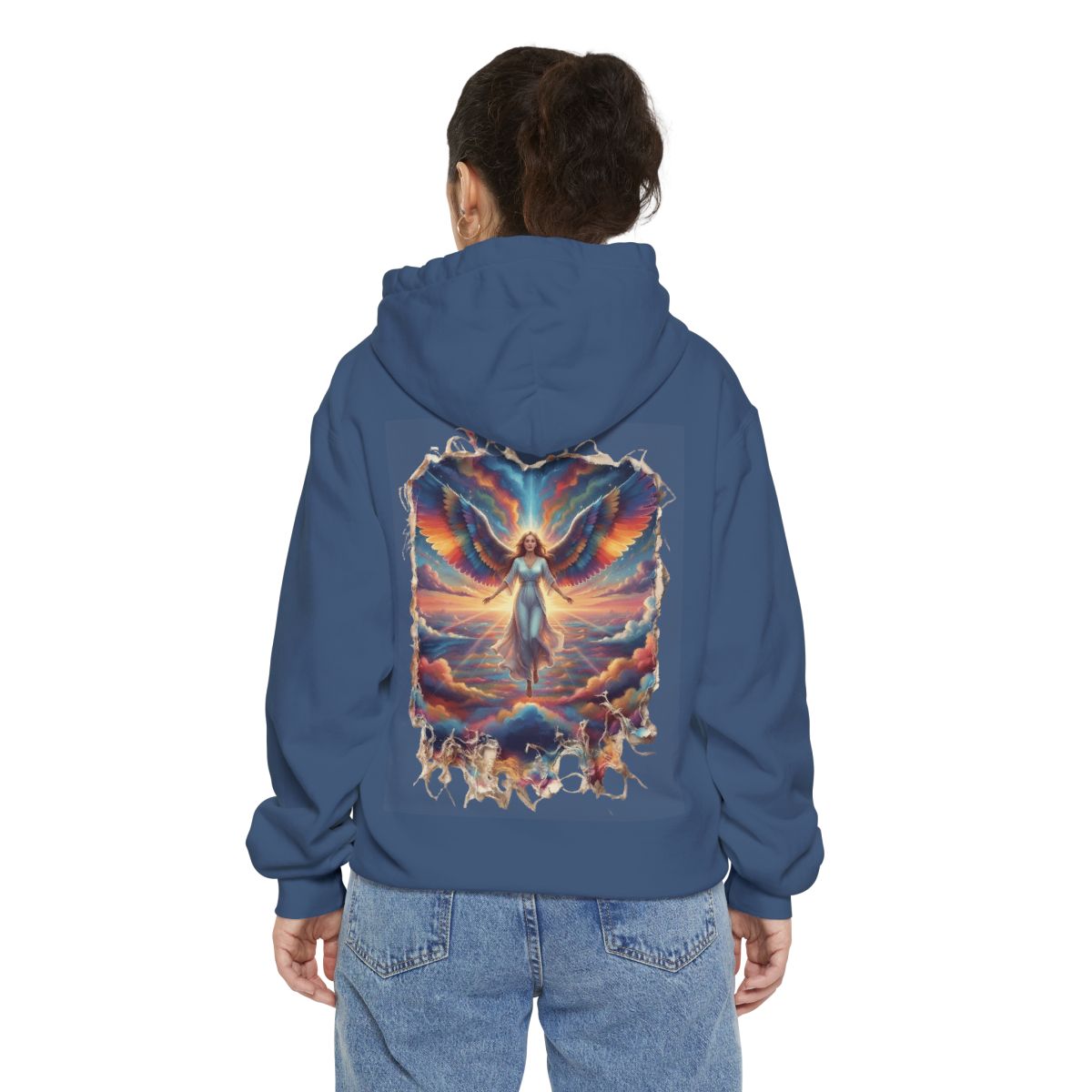 Color: True Navy | Rainbow Angel Garment-Dyed Hoodie
