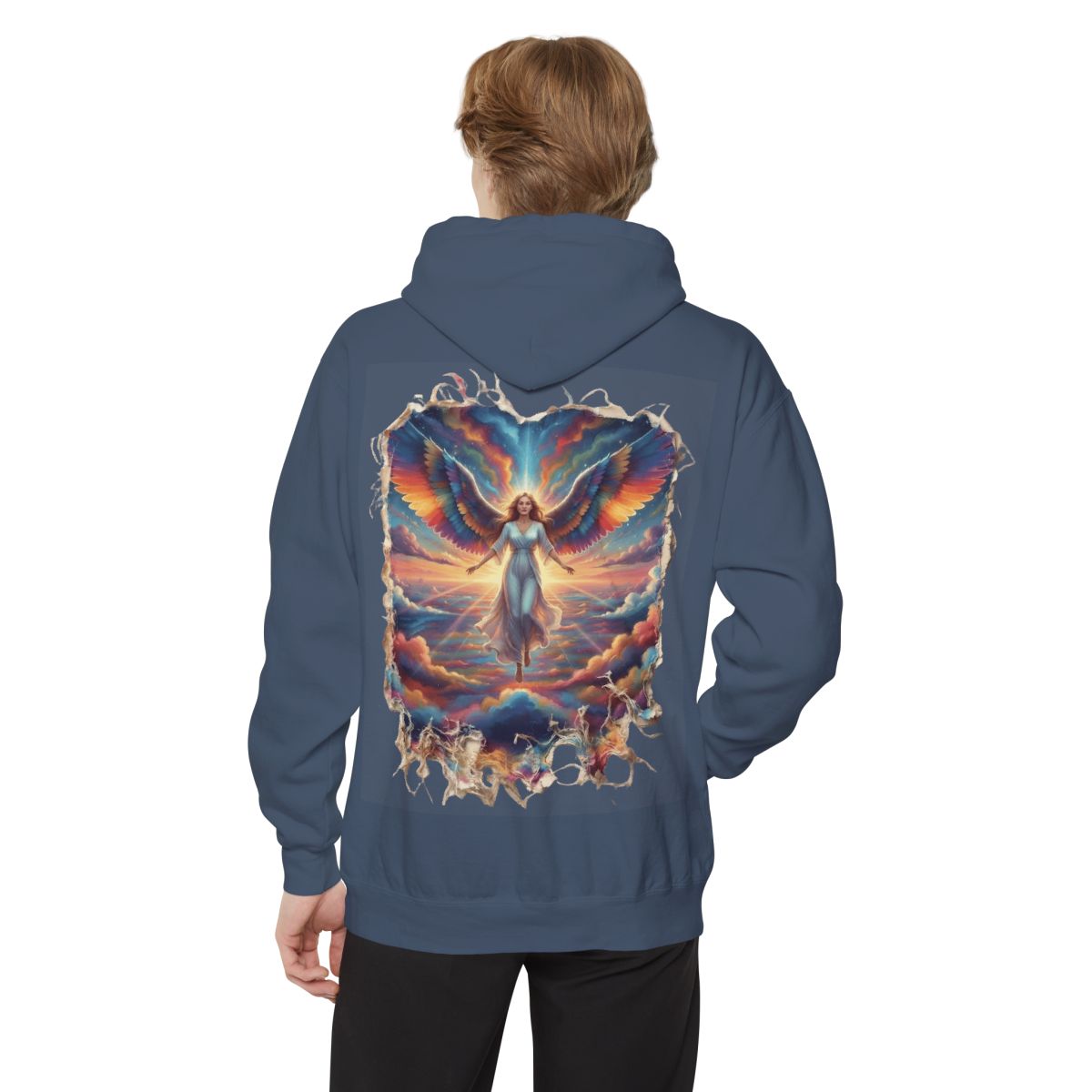 Color: Denim | Rainbow Angel Garment-Dyed Hoodie