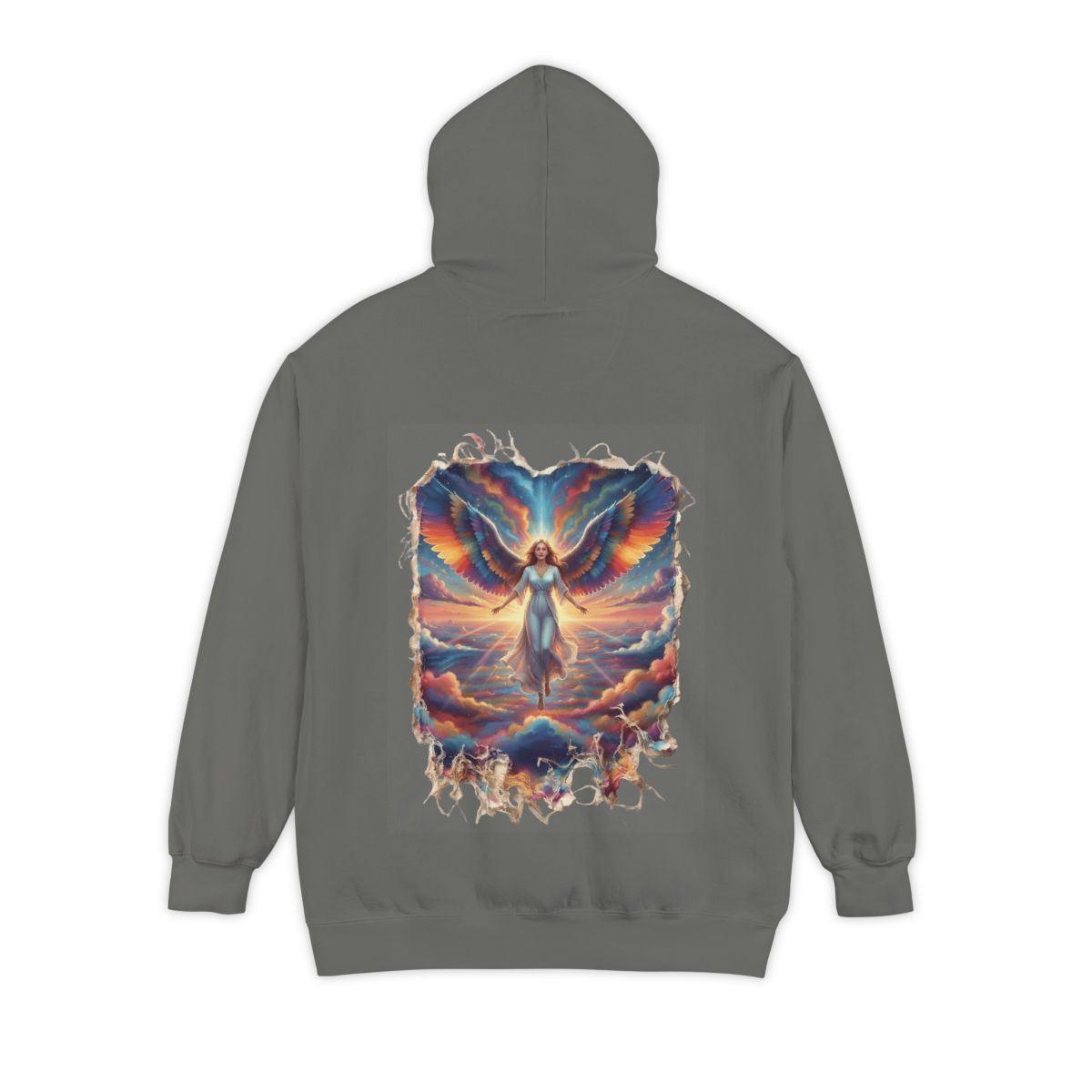 Color: Grey | Rainbow Angel Garment-Dyed Hoodie