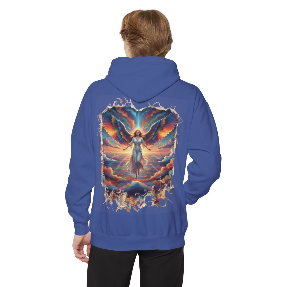 Color: Flo Blue | Rainbow Angel Garment-Dyed Hoodie