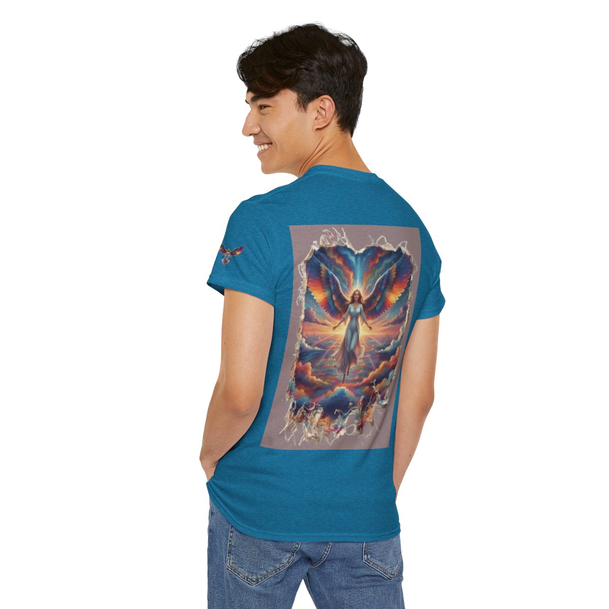 Color: Antique Sapphire | Rainbow Angel Premium Graphic Tee