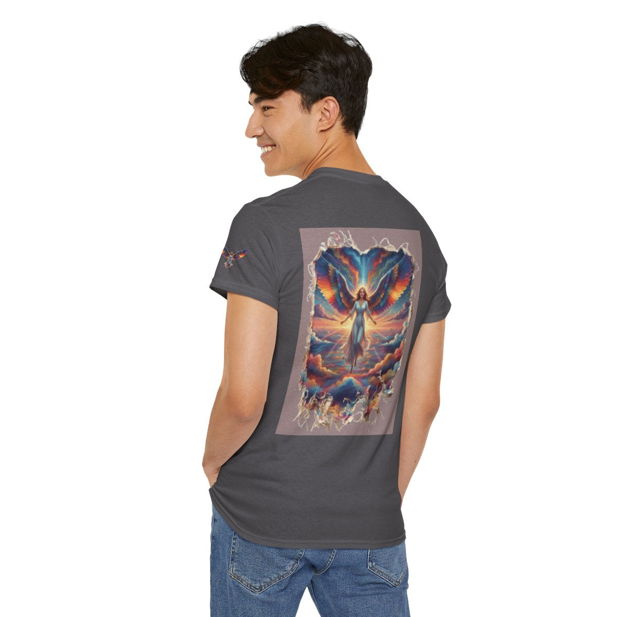 Color: Charcoal | Rainbow Angel Premium Graphic Tee