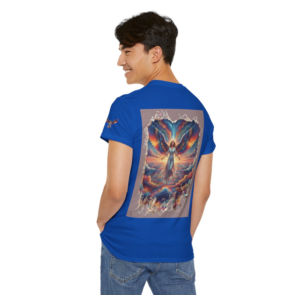 Color: Neon Blue | Rainbow Angel Premium Graphic Tee