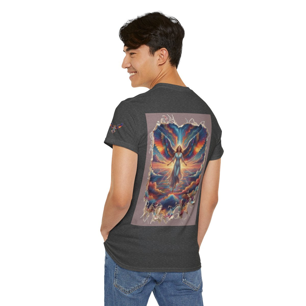 Color: Dark Heather | Rainbow Angel Premium Graphic Tee