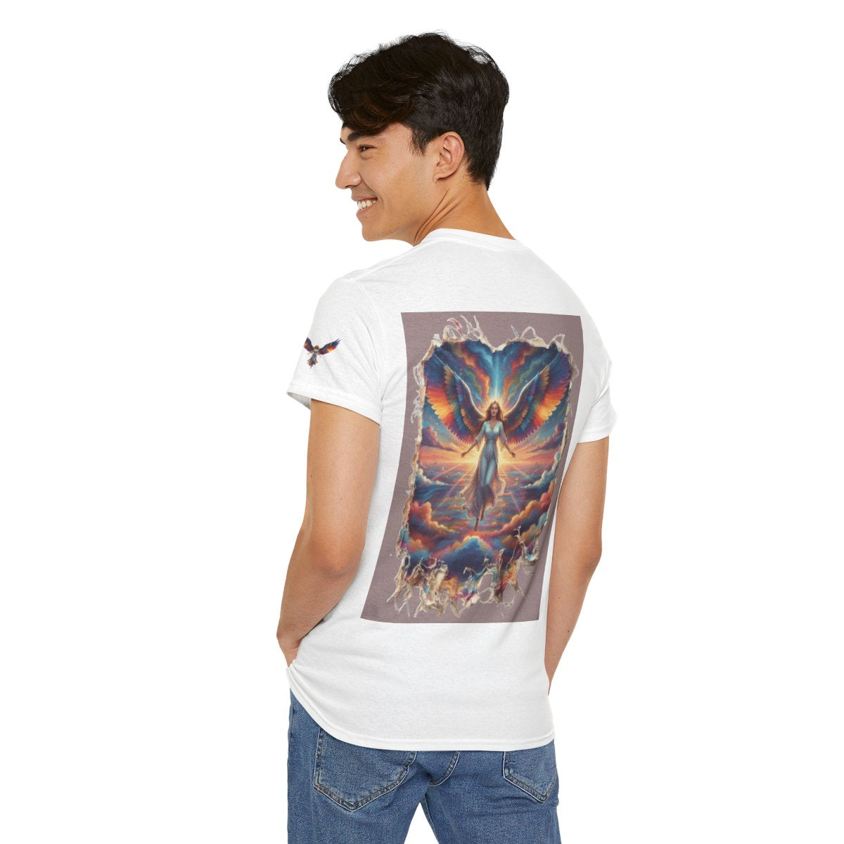 Color: White | Rainbow Angel Premium Graphic Tee