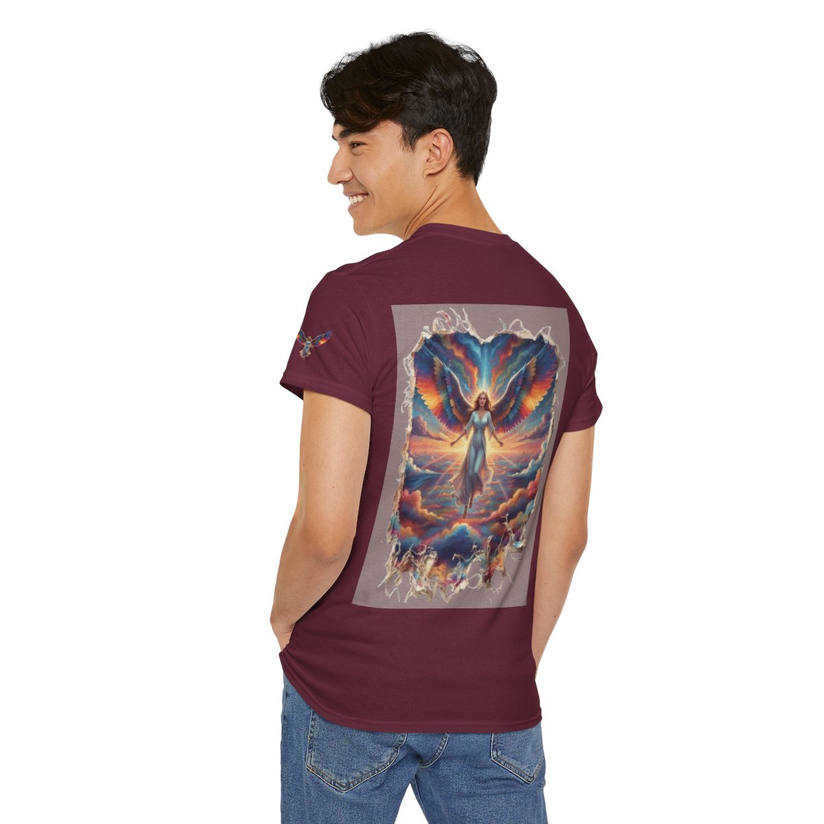 Color: Maroon | Rainbow Angel Premium Graphic Tee