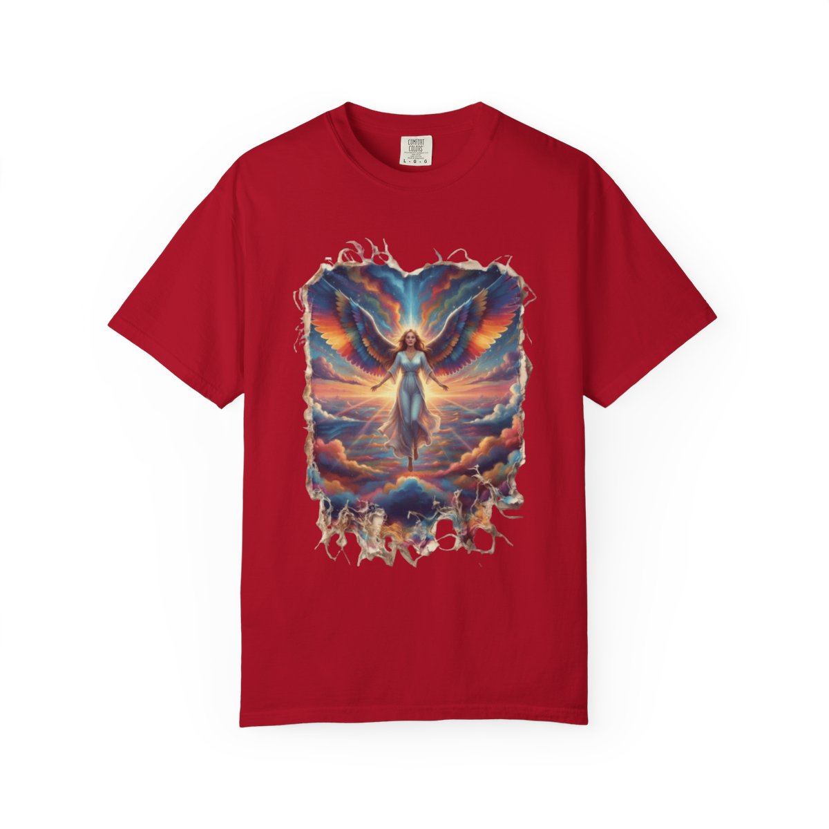 Color: Red | Rainbow Angel Unisex Garment-Dyed Tee