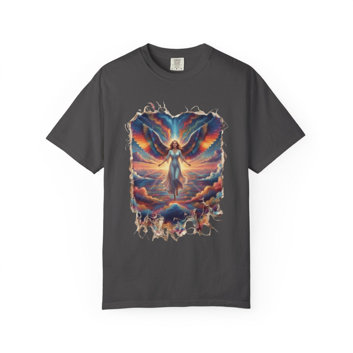 Color: Graphite | Rainbow Angel Unisex Garment-Dyed Tee