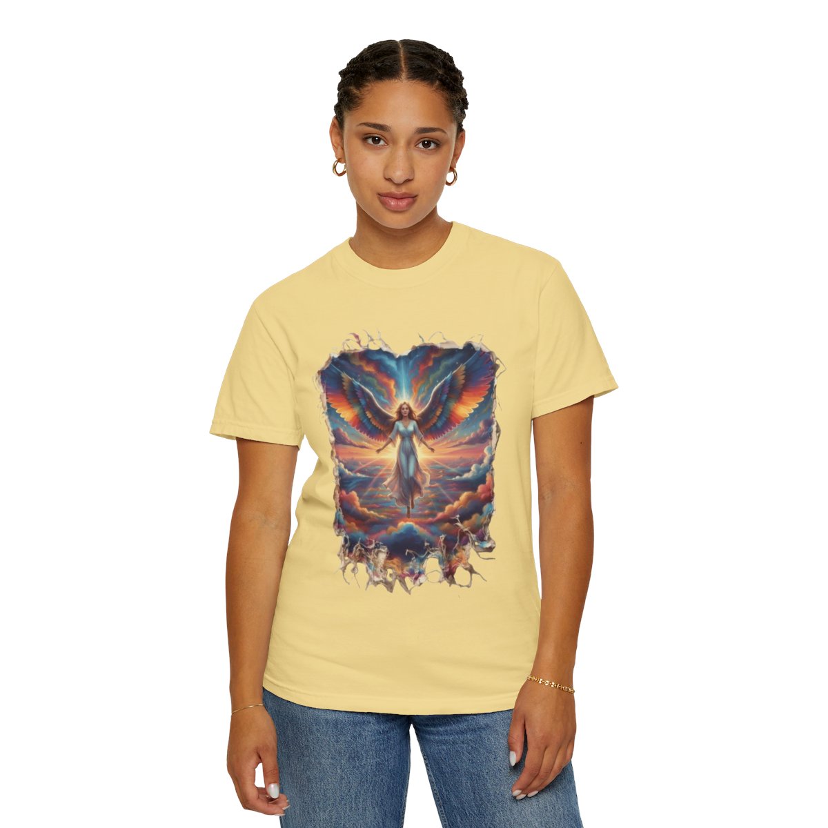 Color: Butter | Rainbow Angel Unisex Garment-Dyed Tee